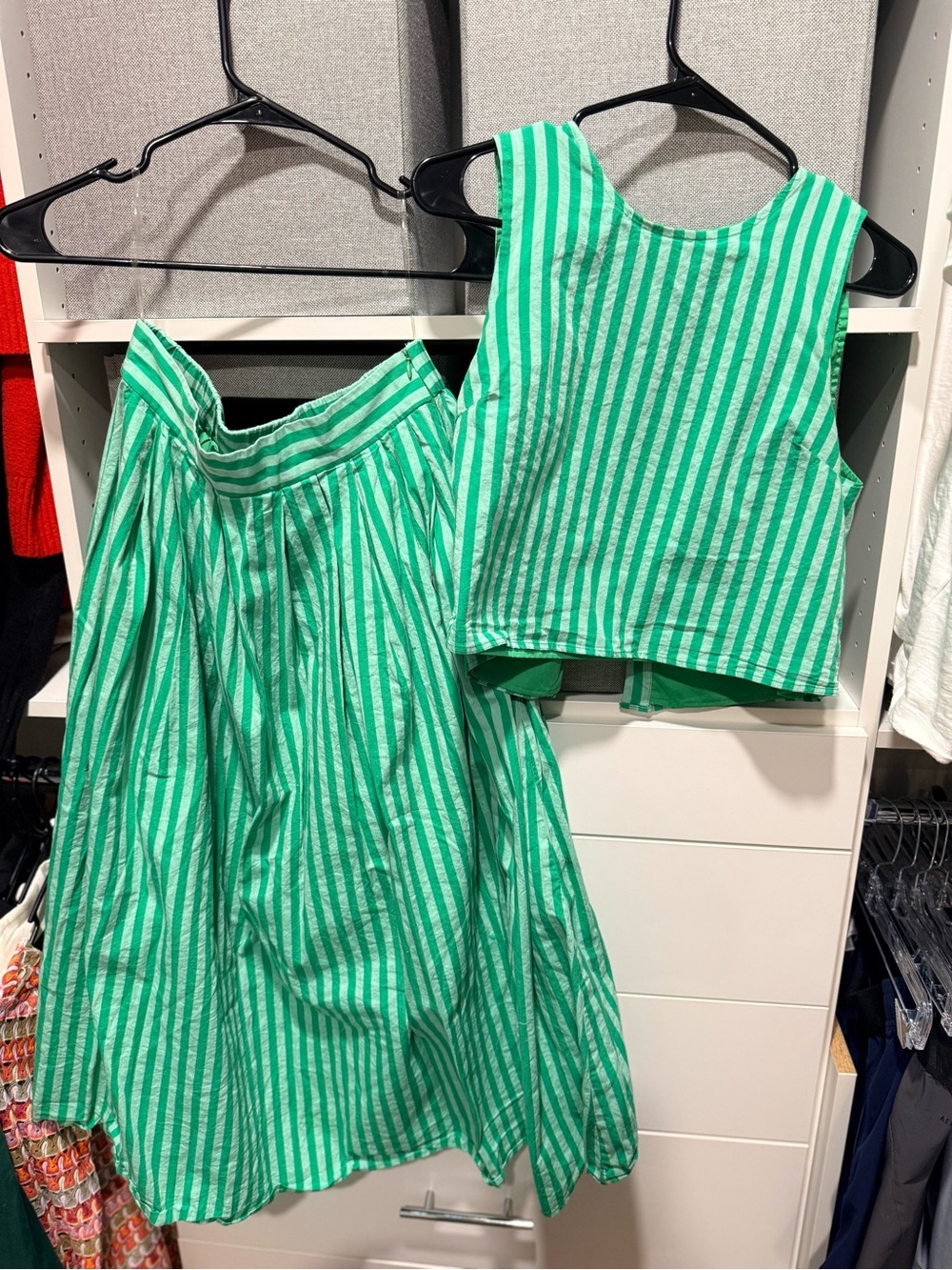 Christina Lynn’s Green Striped Two-Piece Dress Set